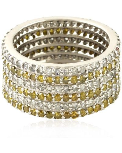 Artisan Gold Yellow Diamond Band Ring Handmade - Metallic