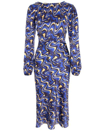 Framboise Candy Midi Silk Dress - Blue