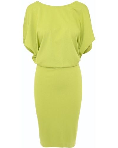 ROSERRY Paris Jersey Midi Dress In Lime - Yellow