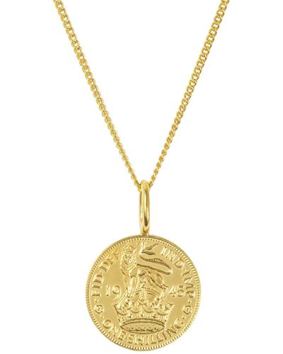 Katie Mullally British Shilling Coin & Chain In Yellow Plate - Metallic