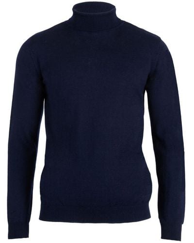 Paul James Knitwear S Extra Fine Merino Wool Weston Roll Neck Sweater - Blue