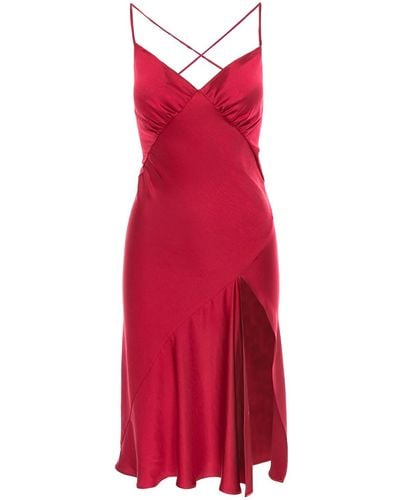 ROSERRY Seville Satin Midi Dress In - Red