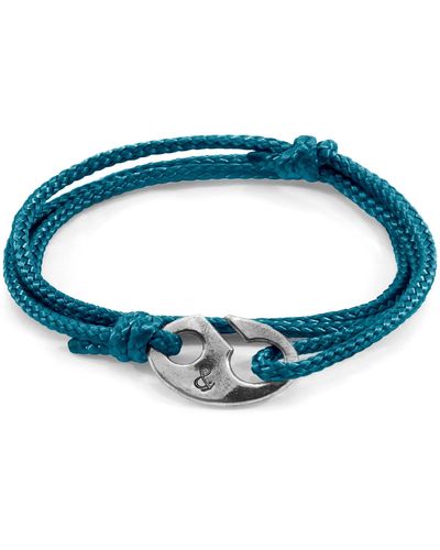 Anchor and Crew Ocean Windsor Silver & Rope Bracelet - Blue