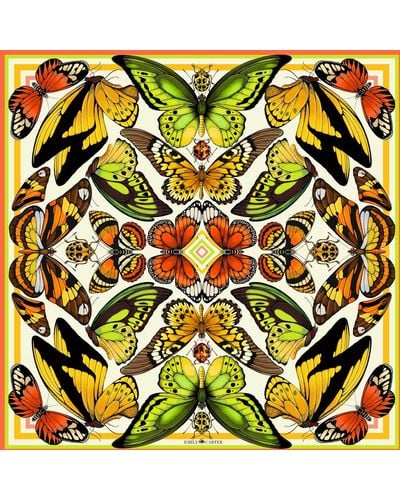 Emily Carter The Tropical Butterfly Silk Scarf - Green