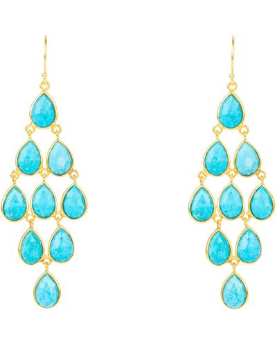 LÁTELITA London Erviola Gemstone Cascade Earrings Gold Turquoise - Blue