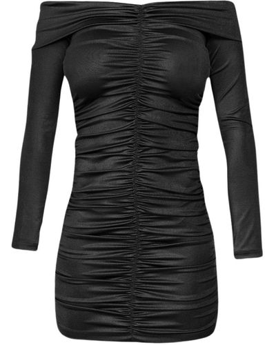 Cliché Reborn Mini Off Shoulder Ruched Dress In - Black