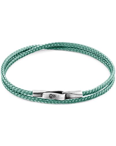 Anchor and Crew Mint Liverpool Silver & Rope Bracelet - Green