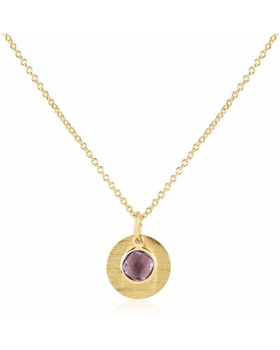 Auree Bali 9ct Gold February Birthstone Necklace Amethyst - Metallic