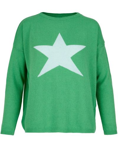 At Last Cashmere Mix Jumper In With Mint Star - Green