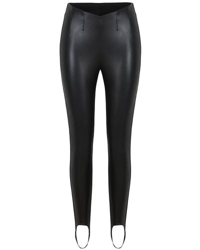 Nocturne High-waisted Stirrup Faux Leather leggings - Black