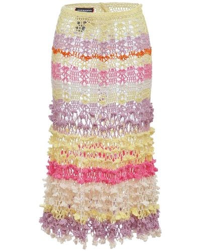 Andreeva Malva Multicolor Handmade Crochet Skirt - White