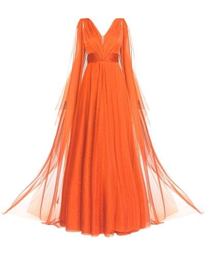 Angelika Jozefczyk Tulle Evening Gown Hot Orange