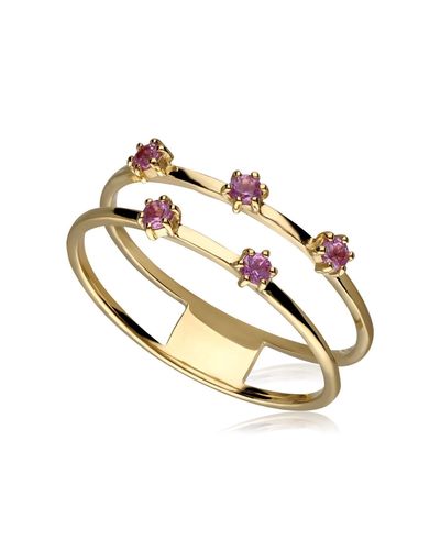 Gemondo Pink Sapphire Double Band Ring - Metallic