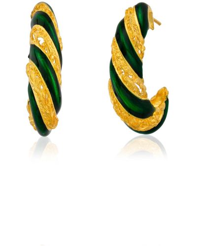Milou Jewelry & Gold Hoop Earrings - Green