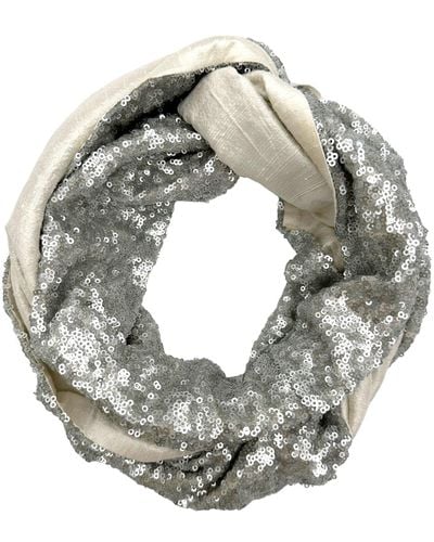 Julia Clancey Classic Sequin & Ivory Silk Reversible Turban - Gray