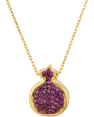 LÁTELITA London Pomegranate Ruby Pink Pendant Necklace Gold