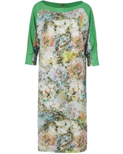 Conquista Garden Bloom Midi Dress With Batwing Sleeves - Green