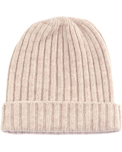Paul James Knitwear Neutrals Lambswool Ribbed Beanie - Natural