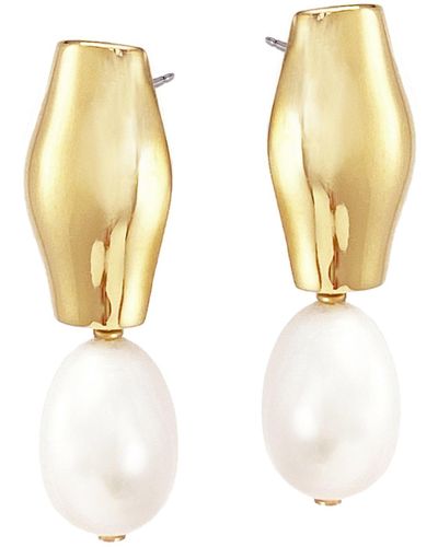 Biko Jewellery Amphora Pearl Studs - Metallic
