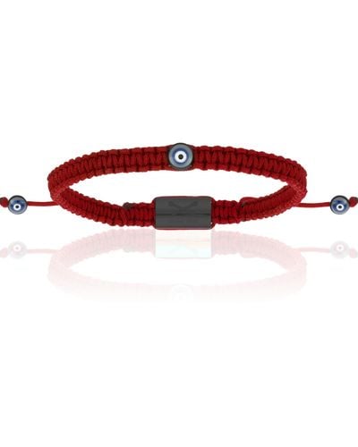 Silver Evil Eye & Handmade Rope Bracelet For Men - Red by Harbour UK  Bracelets