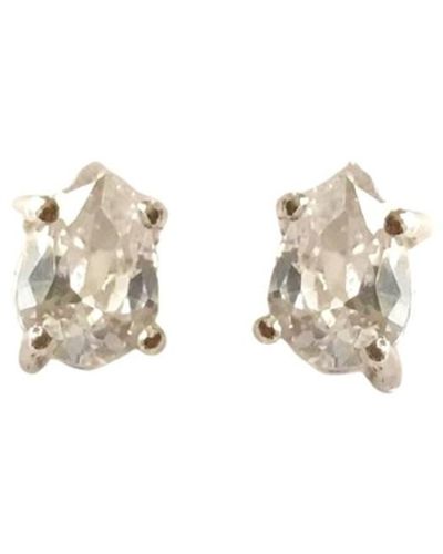 Lily Flo Jewellery Claw Set Pear Lab Diamond Stud Earrings - Metallic