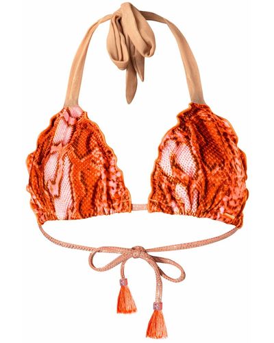 ELIN RITTER IBIZA Ibiza Animal Snake Print Triangle Bikini Top Georgia Cala Bonita Tangerine Orange