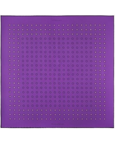 Otway & Orford 'luna' Polka Dot Silk Pocket Square In Purple & Lilac. Full-size.