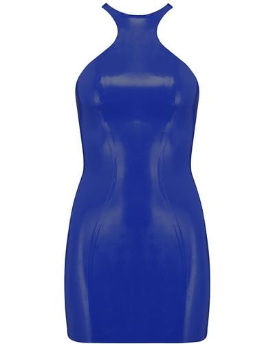 Elissa Poppy Latex Mini Dress - Blue