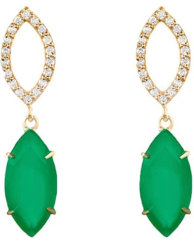 Augustine Jewels Agate & Diamond Earrings - Green