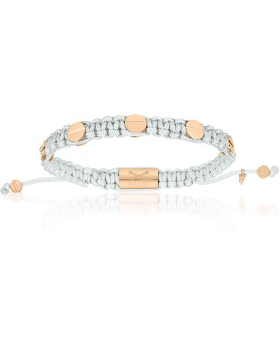 Double Bone Bracelets Pink Gold Amore Screws With Gray Polyester Bracelet - White