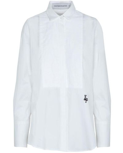 The Extreme Collection White Organic Cotton Classic Shirt With Drawstrings Eleanor