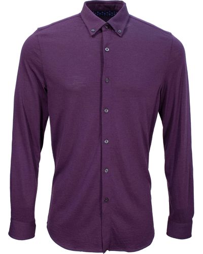 lords of harlech Shawn Merino Shirt - Purple