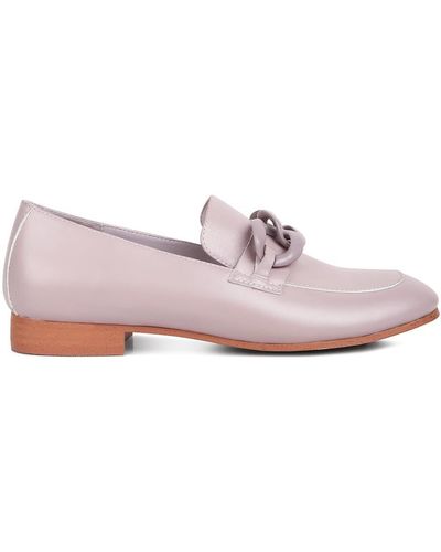 Rag & Co Merva Chunky Chain Leather Loafers In Lilac - Pink