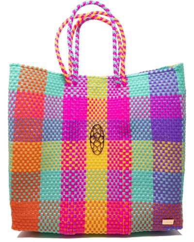 Lolas Bag Medium Square Colorful Tote Bag Rs - Pink