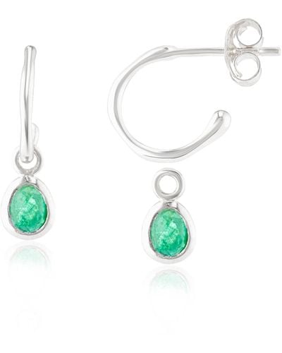 Auree Hampton Emerald & Silver Interchangeable Gemstone Earrings - Green