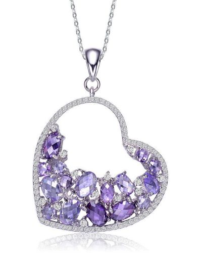 Genevive Jewelry Palette Juliette Heart Purple Silver Necklace