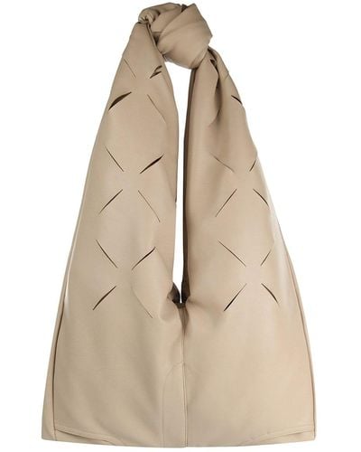 Storm Label Neutrals Bottoms Up Faux Leather Tote Bag In Ecru - Natural