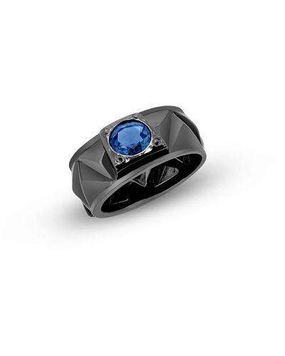 SALLY SKOUFIS Sal Ring With Sapphire In Black Rhodium - Blue