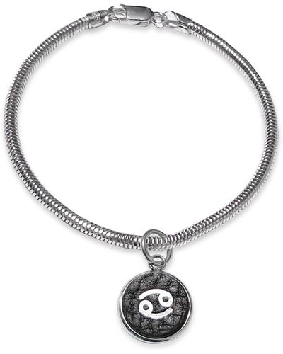 N'damus London Cancer Zodiac Astrolab Leather & Sterling Silver Bracelet - Metallic