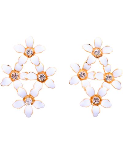 The Pink Reef Quad Floral Stud In - White