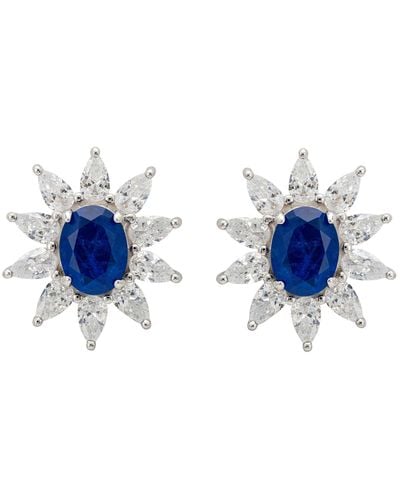 LÁTELITA London Daisy Gemstone Stud Earrings Sapphire Silver - Blue