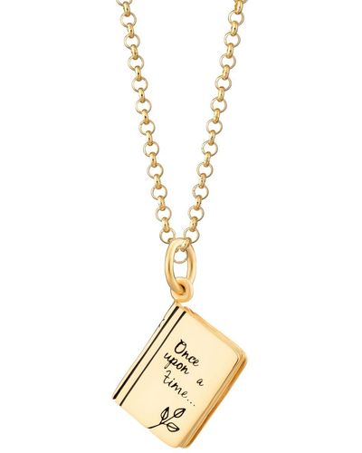 Lily Charmed Plated Story Book Necklace - Metallic