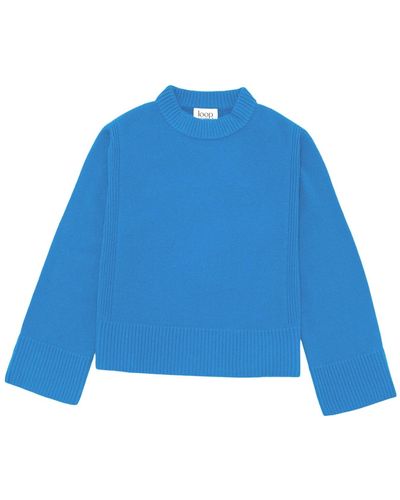Loop Cashmere Cropped Cashmere Sweatshirt In Jetstream - Blue
