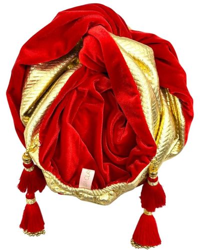 Julia Clancey Zia Golden & Ruby Mini Dorado Reversible Turban - Red