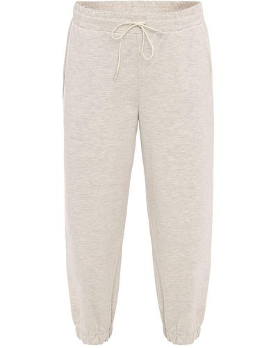 anou anou Neutrals Comfort Fit Pants With Pleated Ankles In - Natural