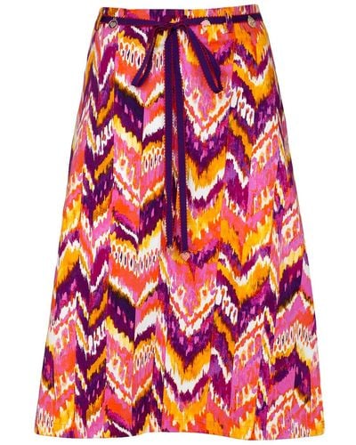 Lalipop Design A-line Colorful Zigzag Print Skirt - Red