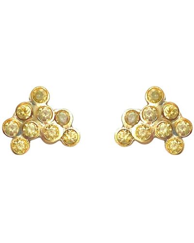 Lily Flo Jewellery Fizzy Gigs Yellow Sapphire Cluster Studs - Metallic