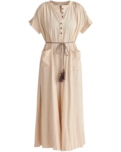 Paisie Belted Button Jumpsuit - Natural