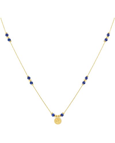 Olivia Le Journey Lapis Lazuli Beaded Necklace With Coin - Metallic