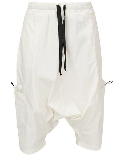 LIA ARAM Contrast Cropped Drop Crotch Pants - White